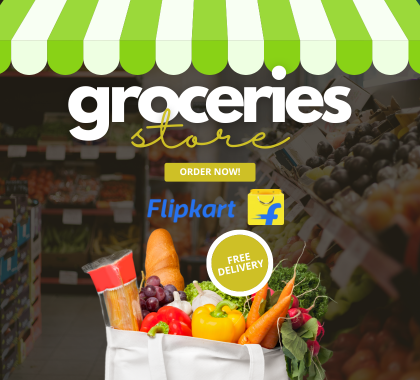 Green and White Simple Minimalist Grocery Store Promotion Facebook Post (420 x 380 px)