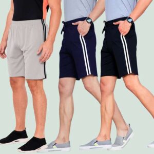 Solid Men Black, Dark Blue, Grey Regular Shorts - Image 4